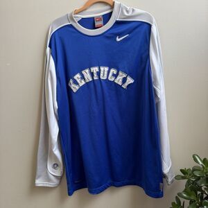 Nike Men's Long Sleeve T-Shirt Kentucky Wildcat's Blue White Size Large